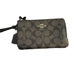 Coach PVC Double Wristlet  Wallet - Smoke/Black